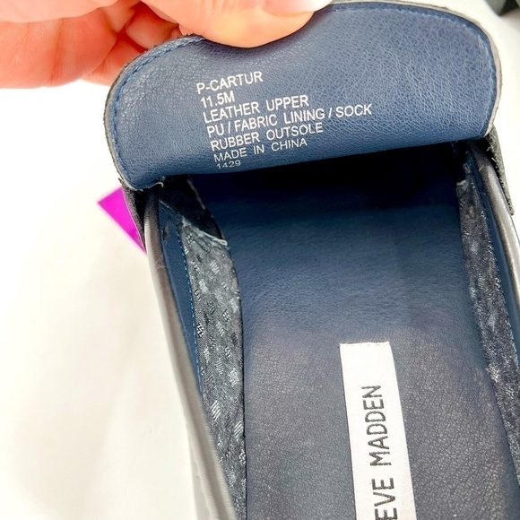 STEVE MADDEN P-CARTUR MENS BLACK LEATHER SLIP ON CASUAL LOAFERS SHOES size 11.5 - Picture 8 of 12